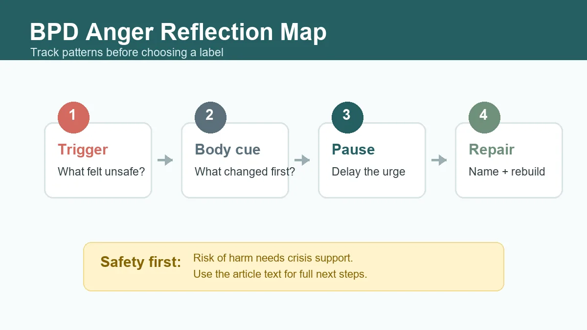 BPD anger test trigger map showing trigger body cues pause and repair steps
