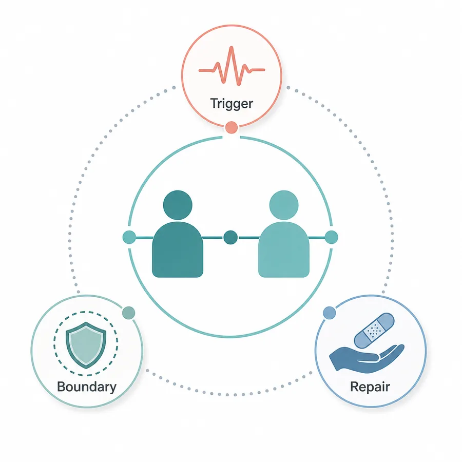 BPD favorite person test reflection diagram with trigger boundary and repair