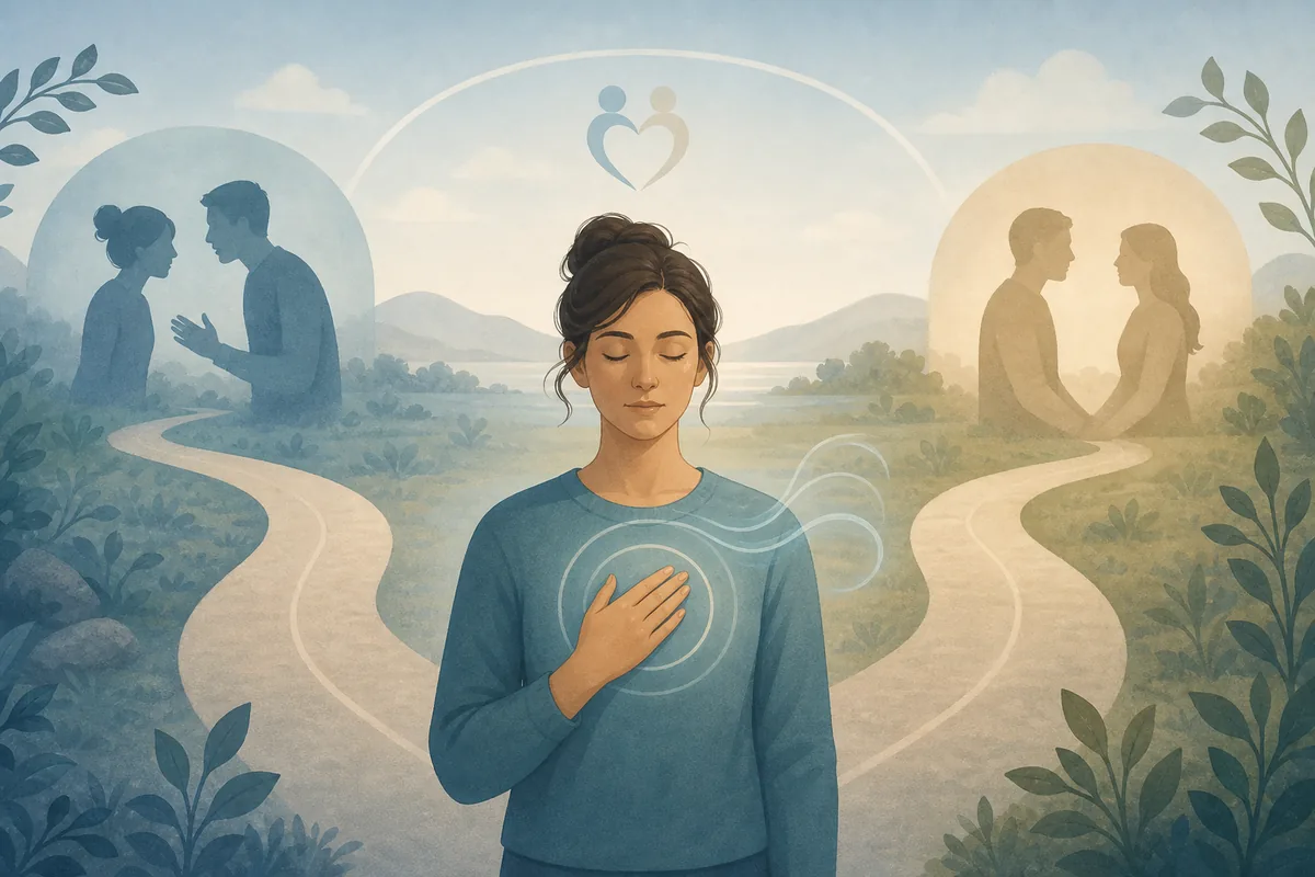 Editorial illustration of pausing before responding to BPD abandonment fear