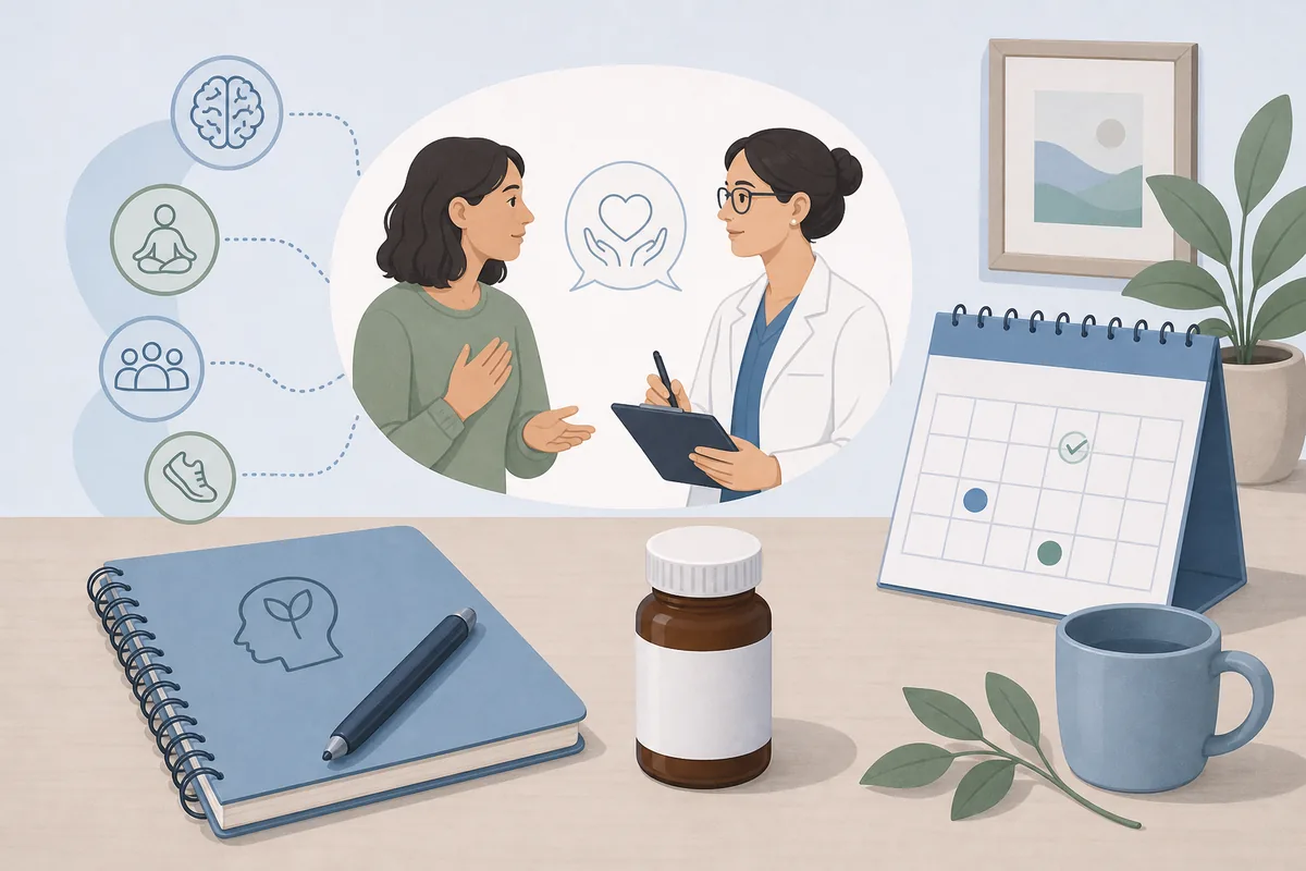 Clinician and patient discussing a BPD medication treatment plan